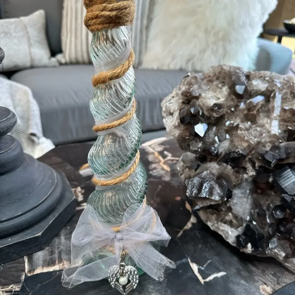 NWT Gorgeous handcrafted Etsy Angel Wing repurposed Vintage Bottle Vase Decor